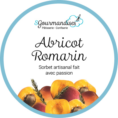 étiquette de sorbet Sgourmandises abricot romarin