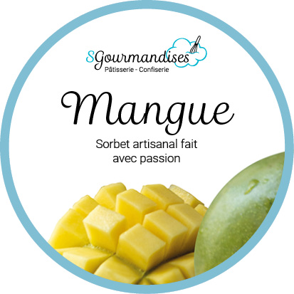 étiquette de sorbet Sgourmandises à la mangue