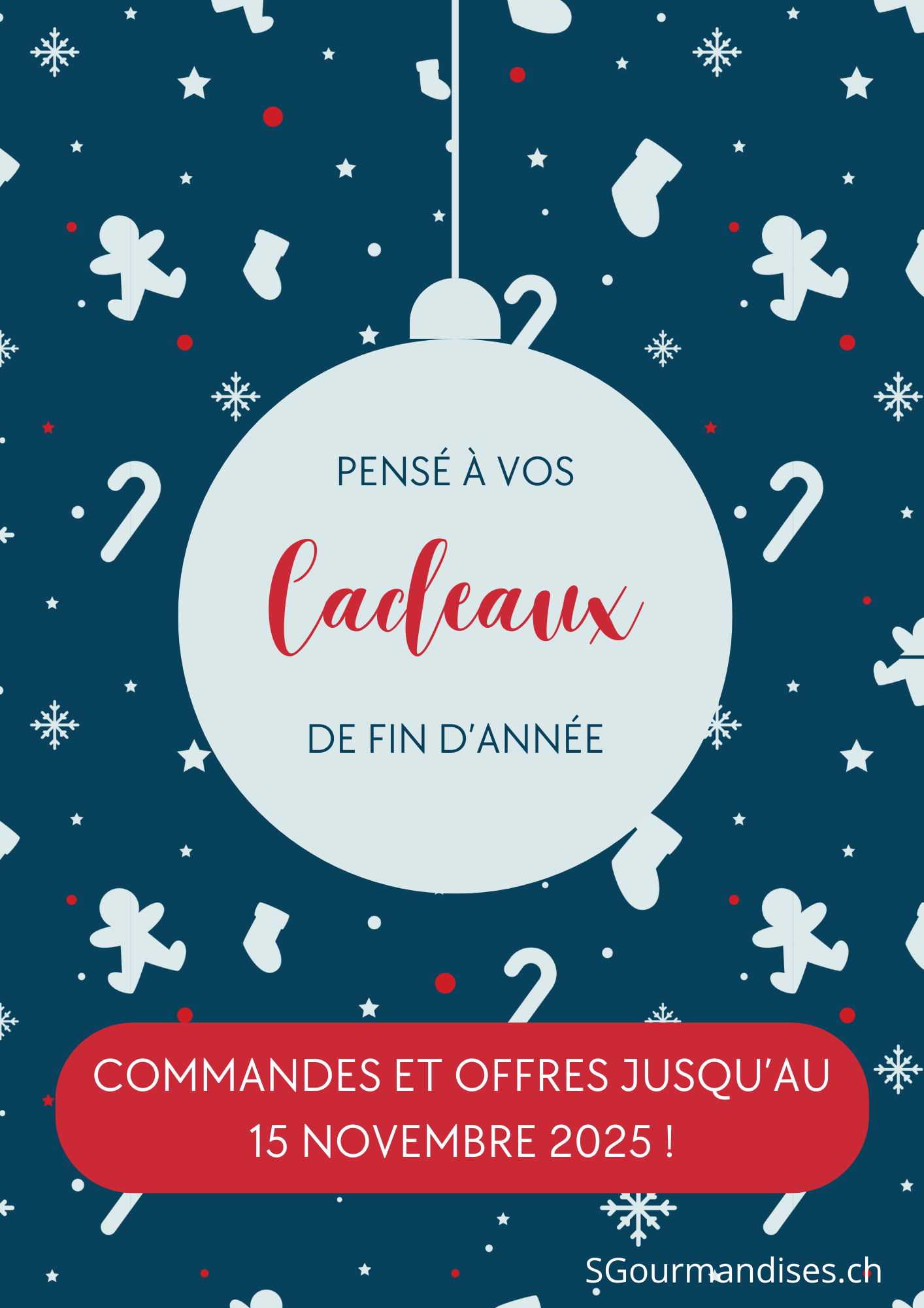Red Simple Christmas Border A4-2 Cadeaux Entreprise Affiches