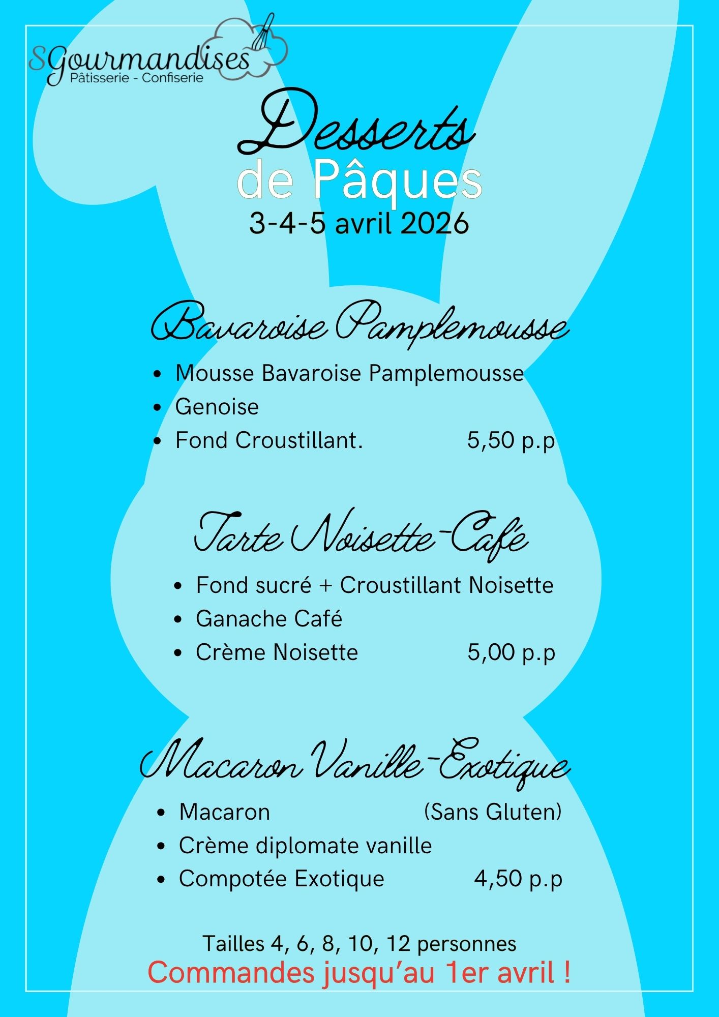 Affiche desserts Pâques